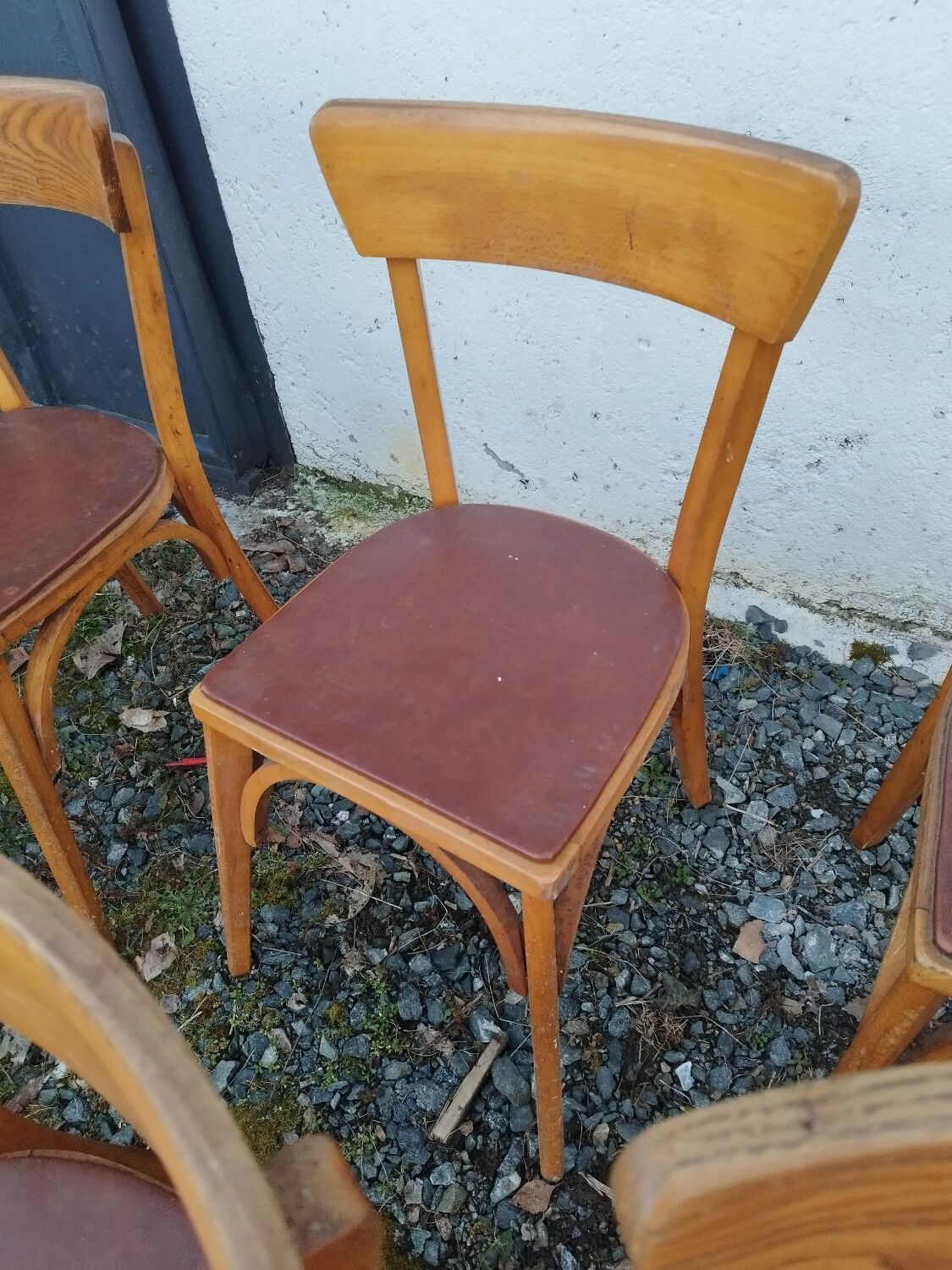 Set of  8 chairs bistro bar kitchen wood