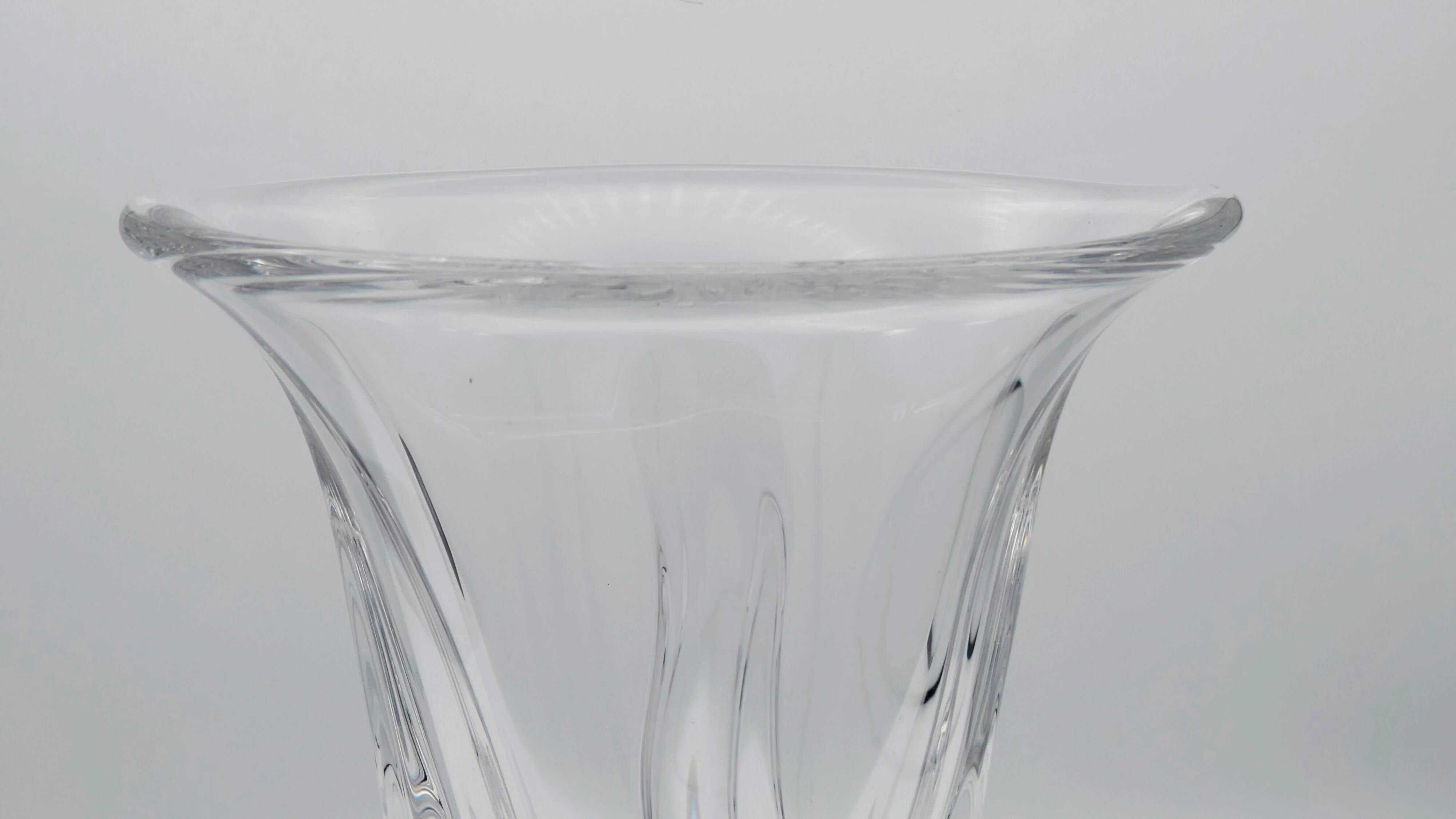 Art Vannes France - Large Sculptural Free-Form Vase - Solid Crystal 1950