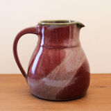 Signed enamelled ceramic pitcher