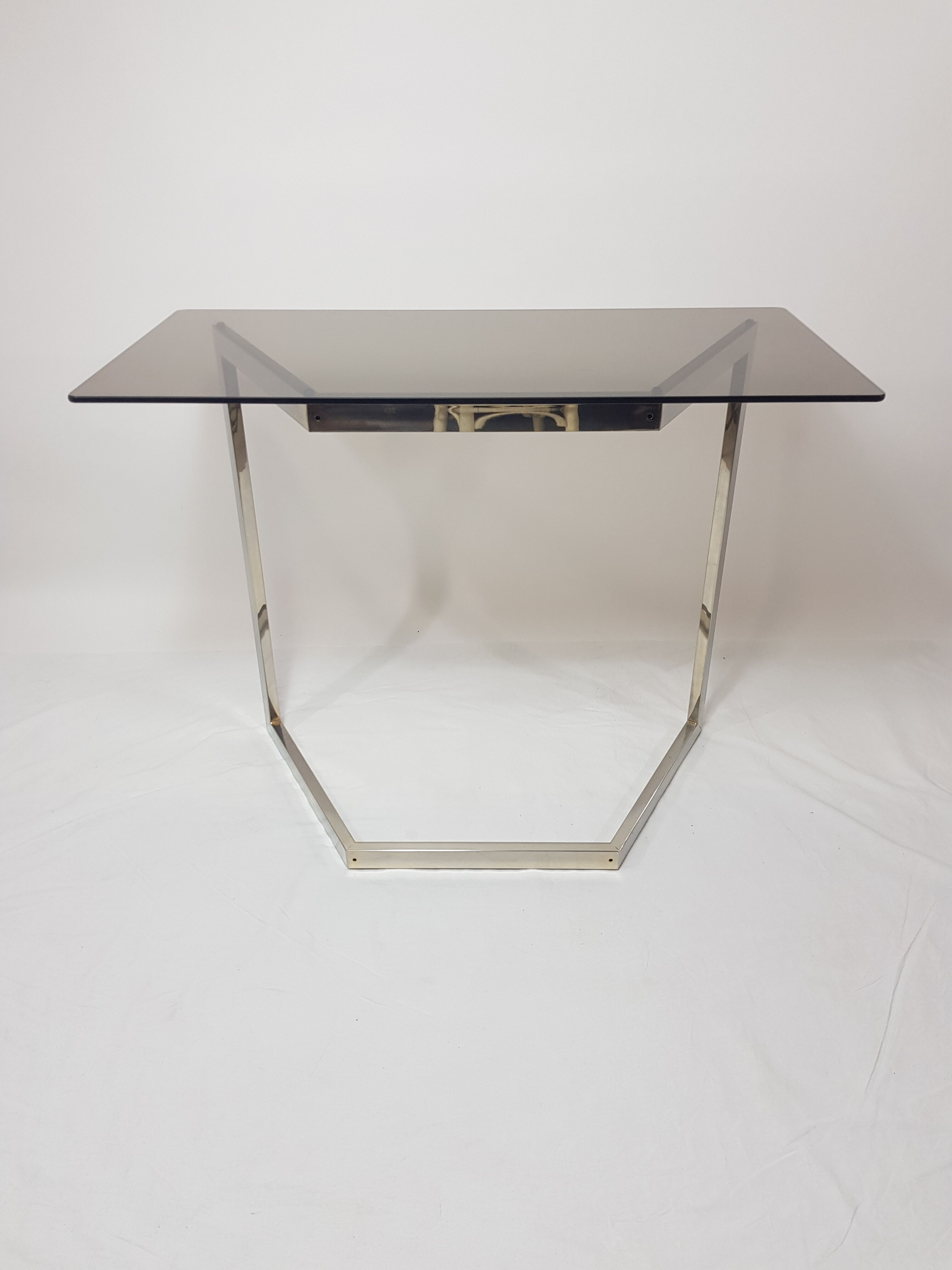 Console brass and smoked glass 70's