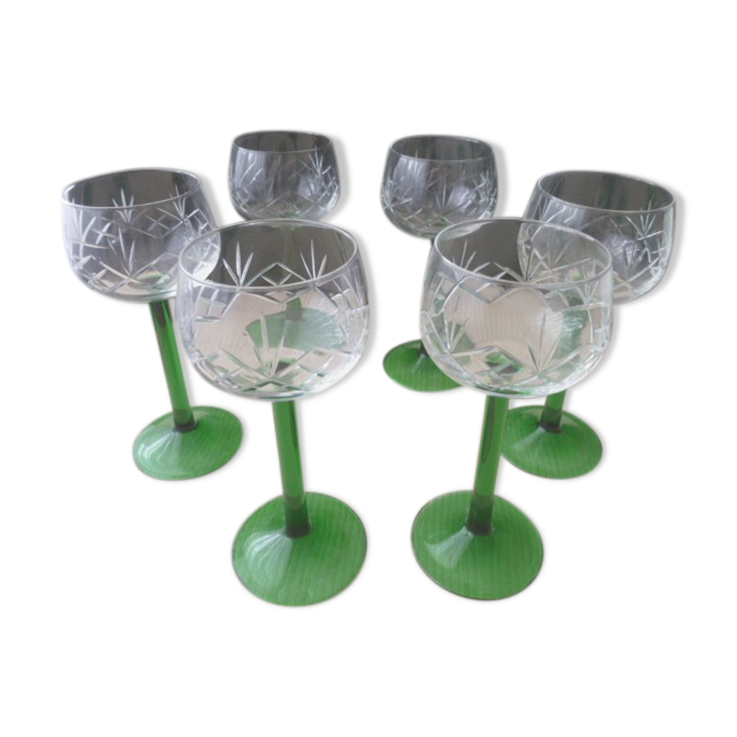 Set de 6 verres à vin d'Alsace en cristallin