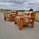 Pair of brutalist pine armchairs circa 1960