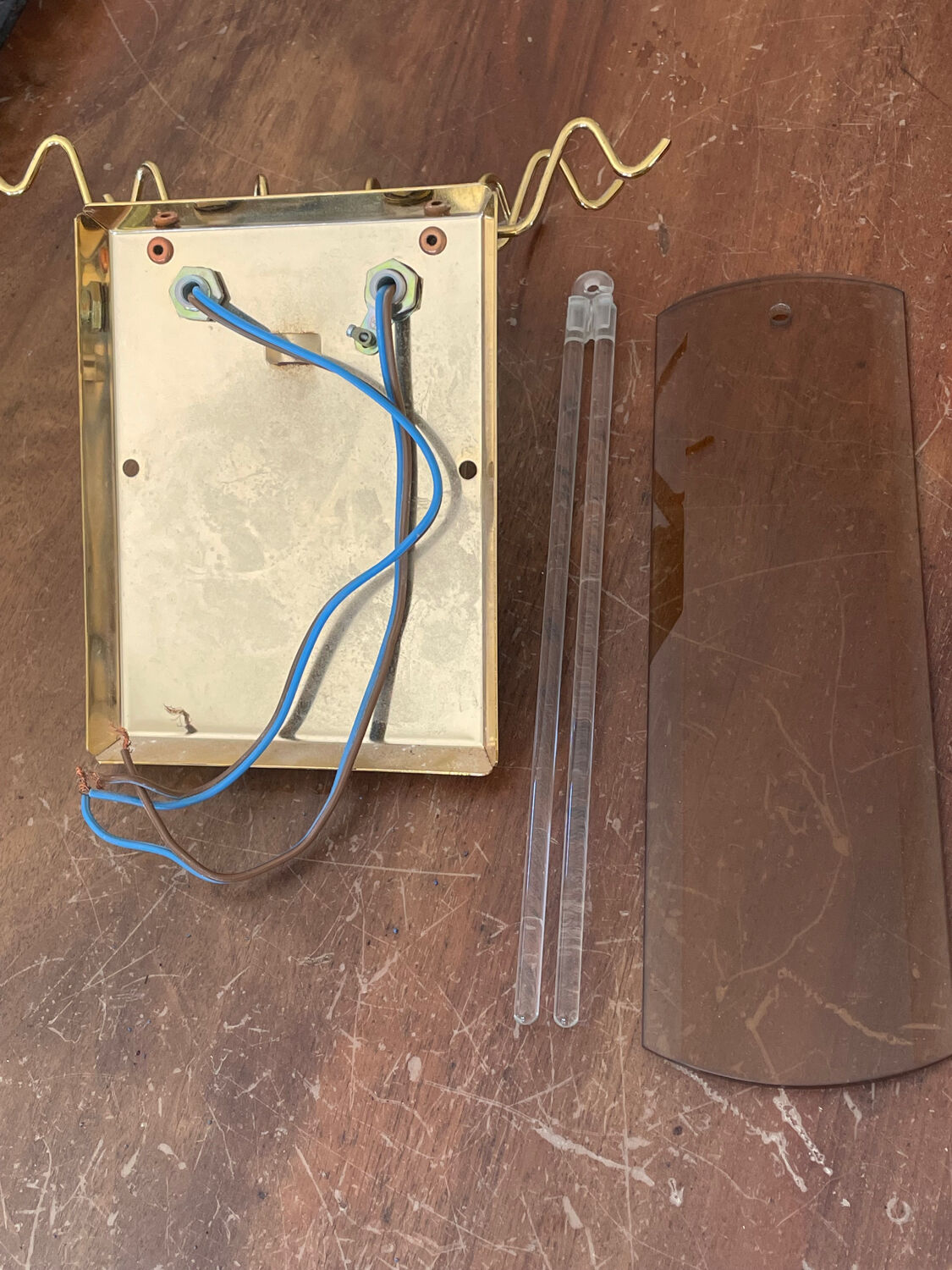 Pair of Italian smoked glass wall lights 1970