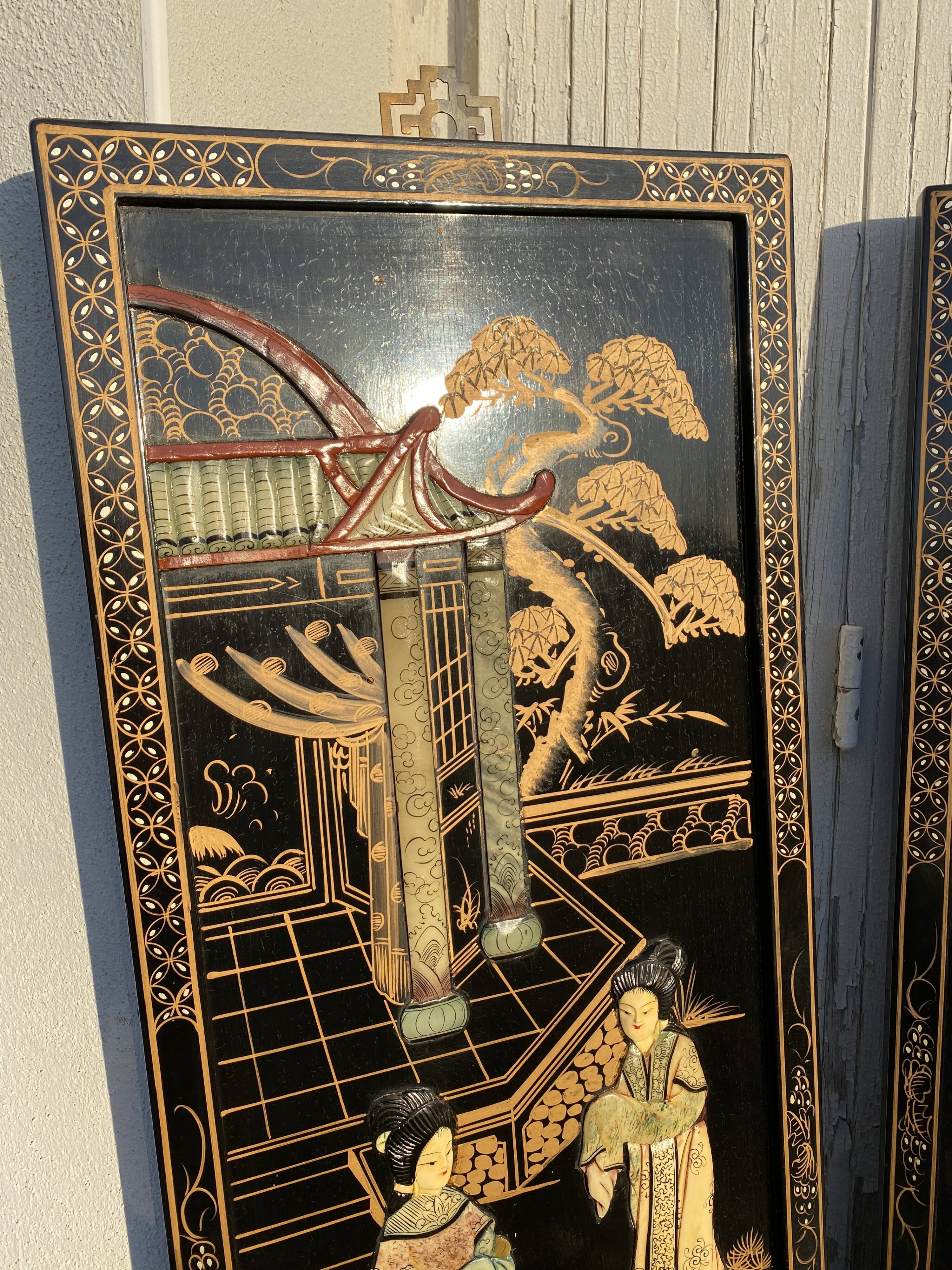 Chinese lacquered panels