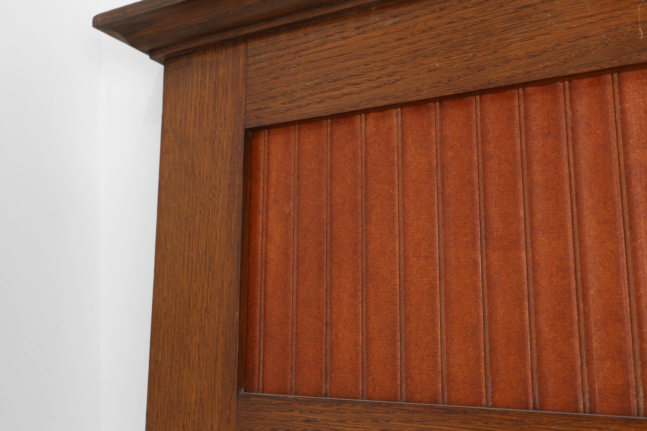 French Art Deco Oak Mirror with Fluted Panel, circa 1930