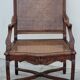 Louis XV Regency cane armchair leather armrests decorated with shell