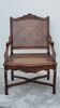 Louis XV Regency cane armchair leather armrests decorated with shell