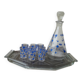 Liquor set with tray, decanter and glasses
