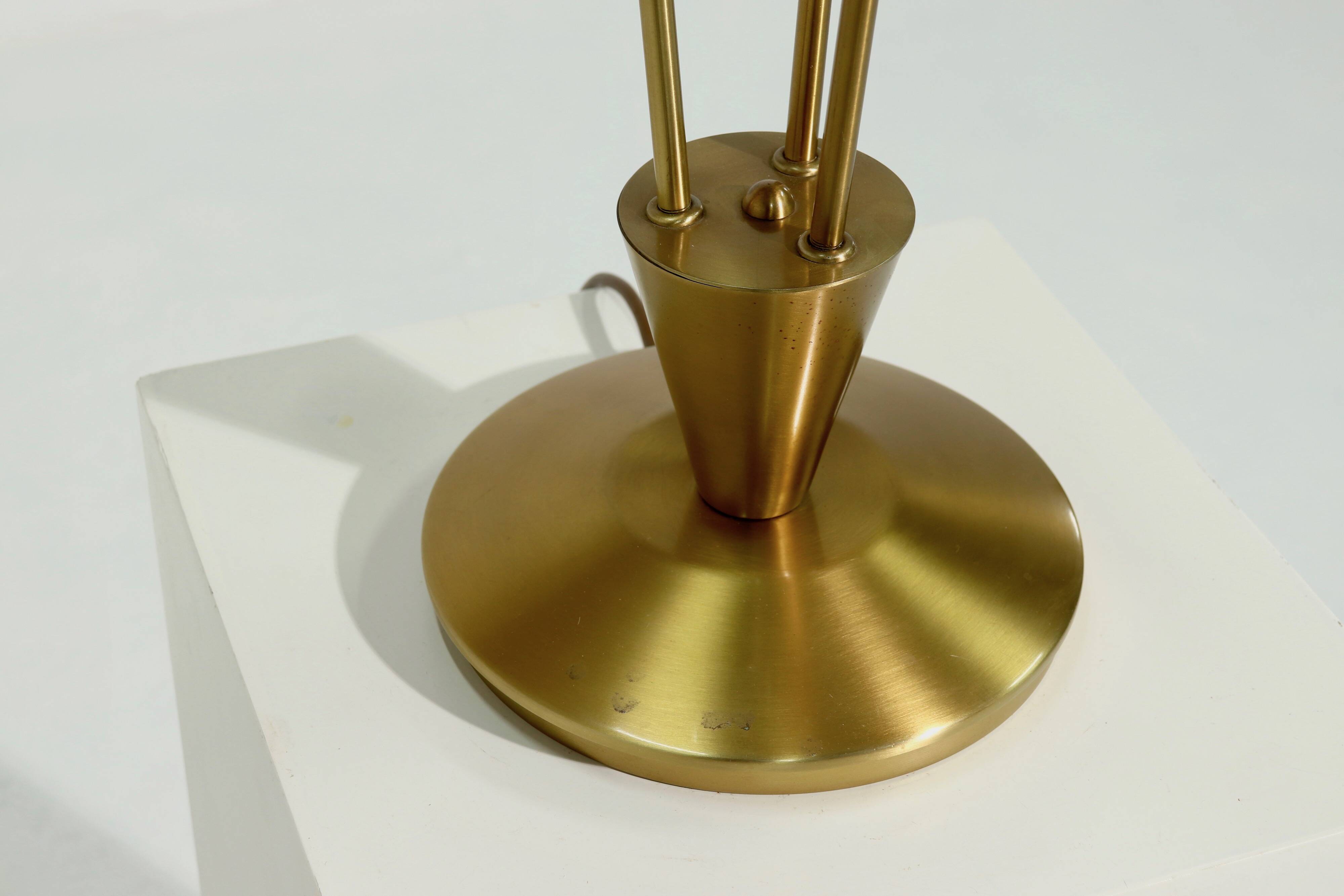 Brushed Brass and Glass Table Lamp Germany 1970s