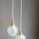 suspension chandelier double glass retro chic, vintage upcycled