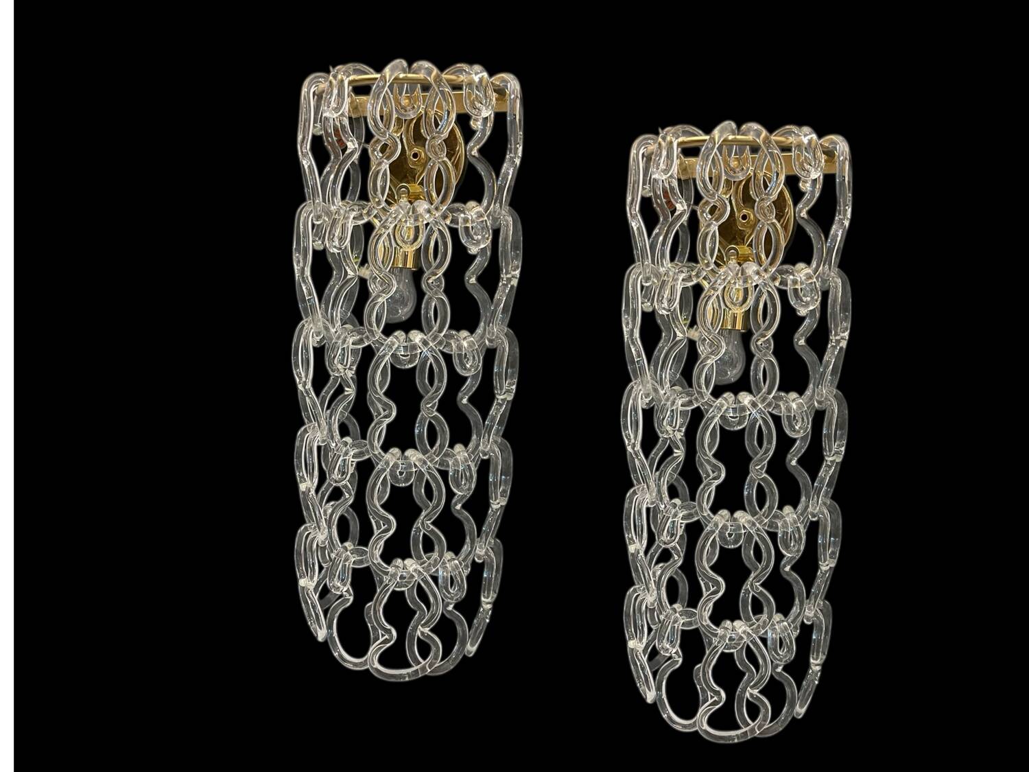 Large Murano Glass Sconces Set of 2 1980’s