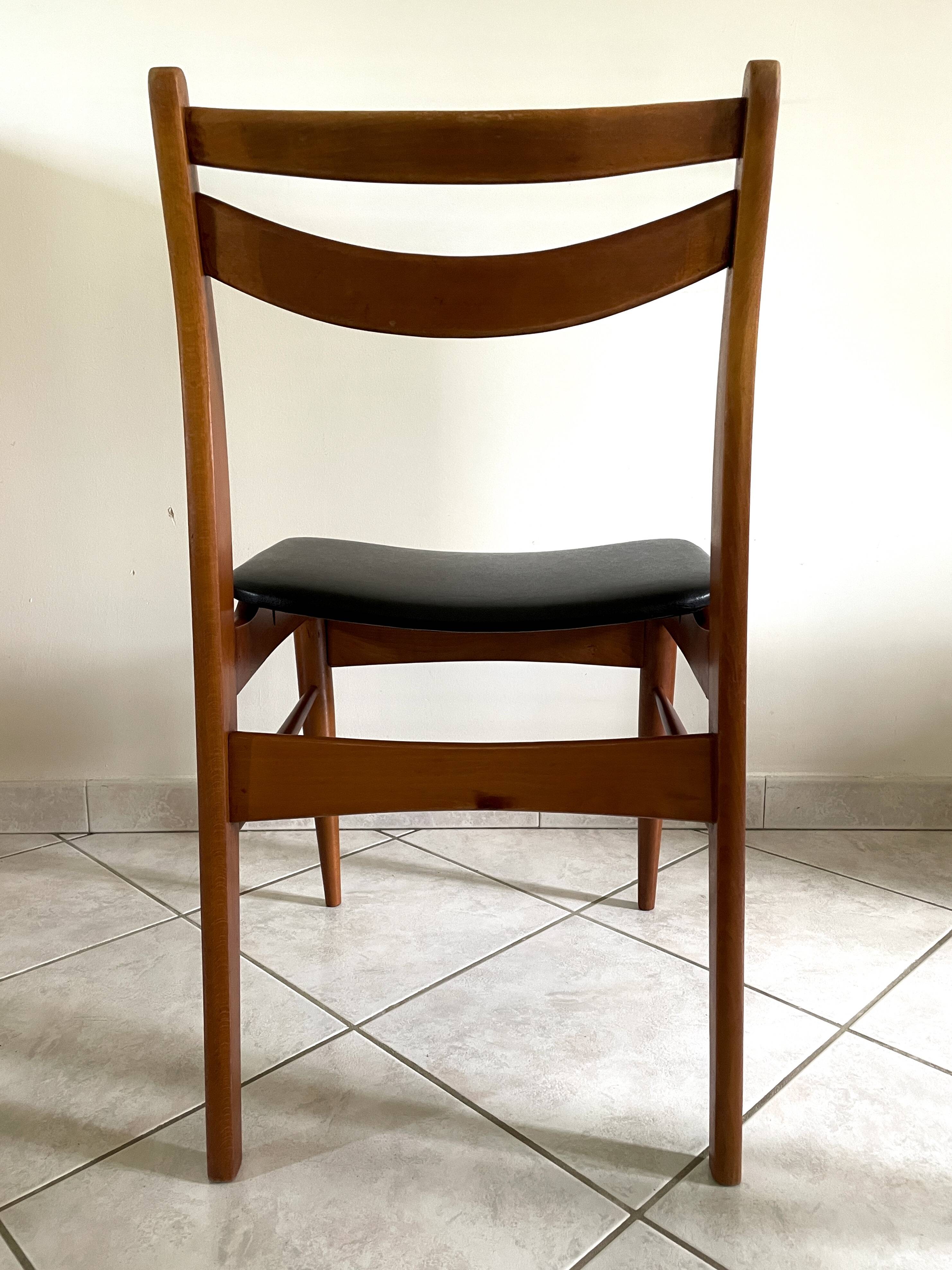 Set de 5 chaises scandinaves teck et skaï