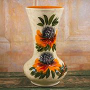 Vase vintage en céramique signé Roy – Décor Main – Années 60/70