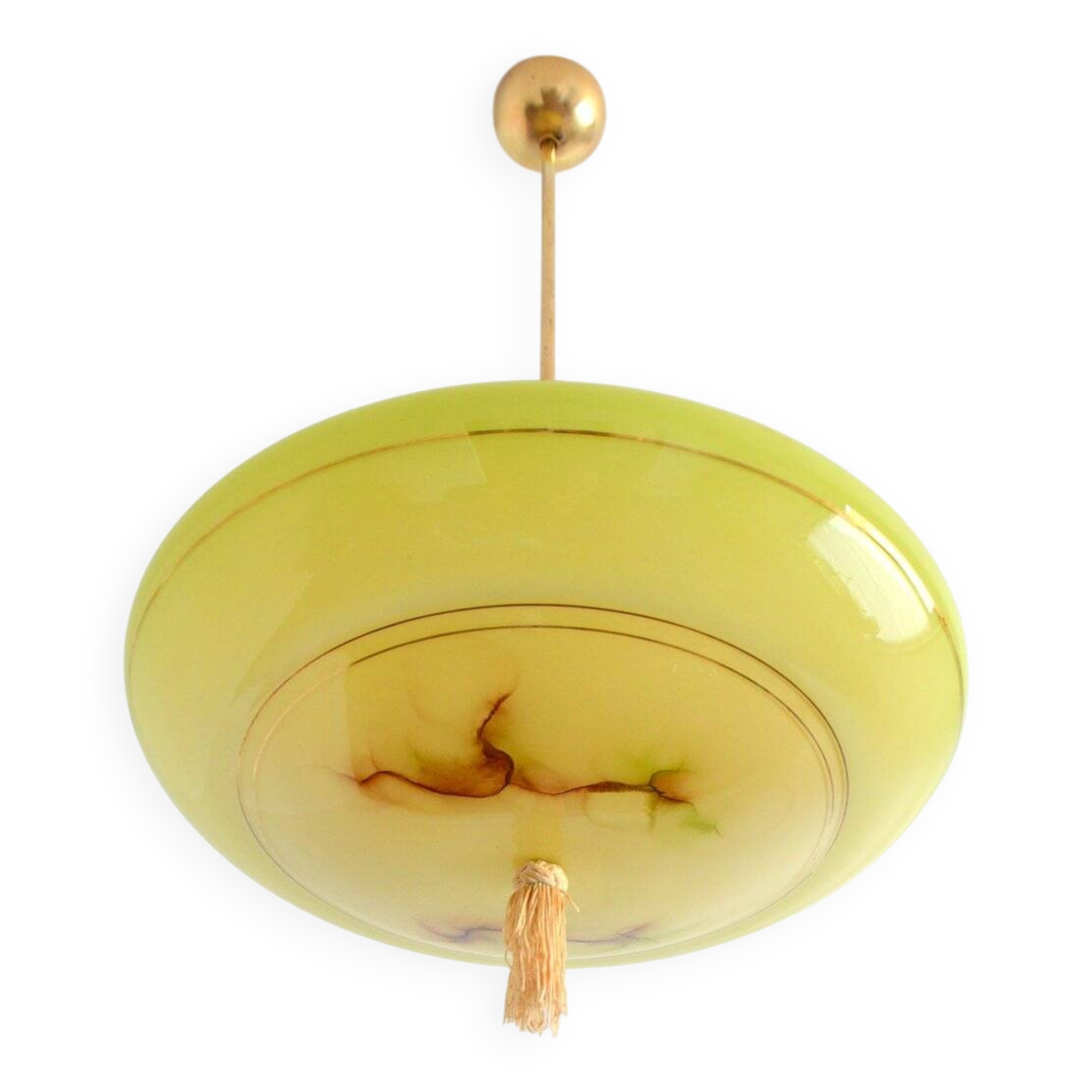 Vintage art deco yellow opaline basin pendant light