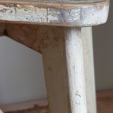 Old workshop stool in patinated solid wood
