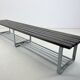 Vintage industrial metal & wood slatted bench, 1950's
