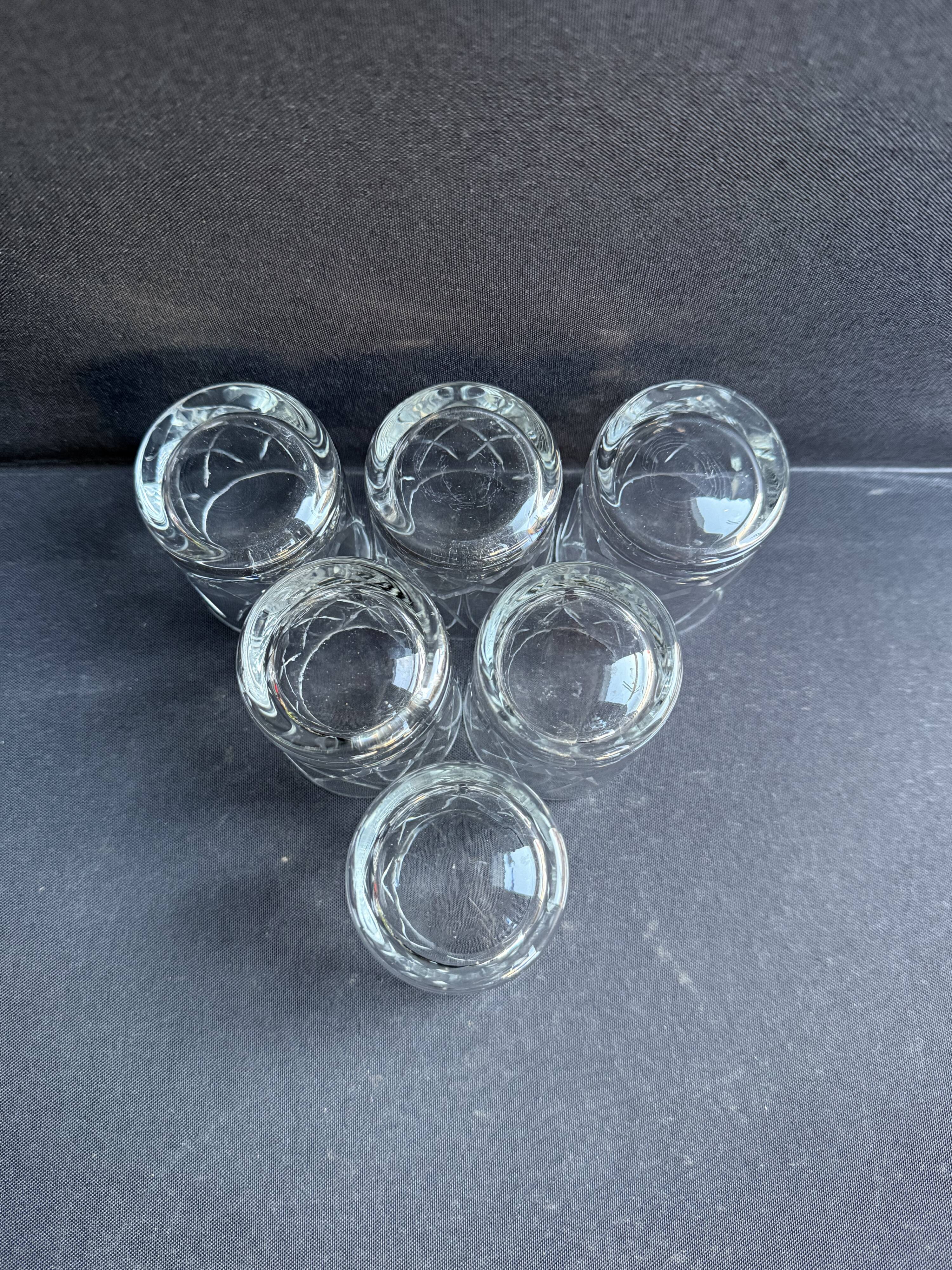 6 Verres à porto cristal taillé