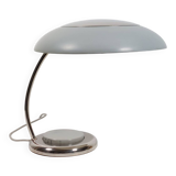 Rare lampe de bureau vintage, lampe de table RDA bleu clair chromé