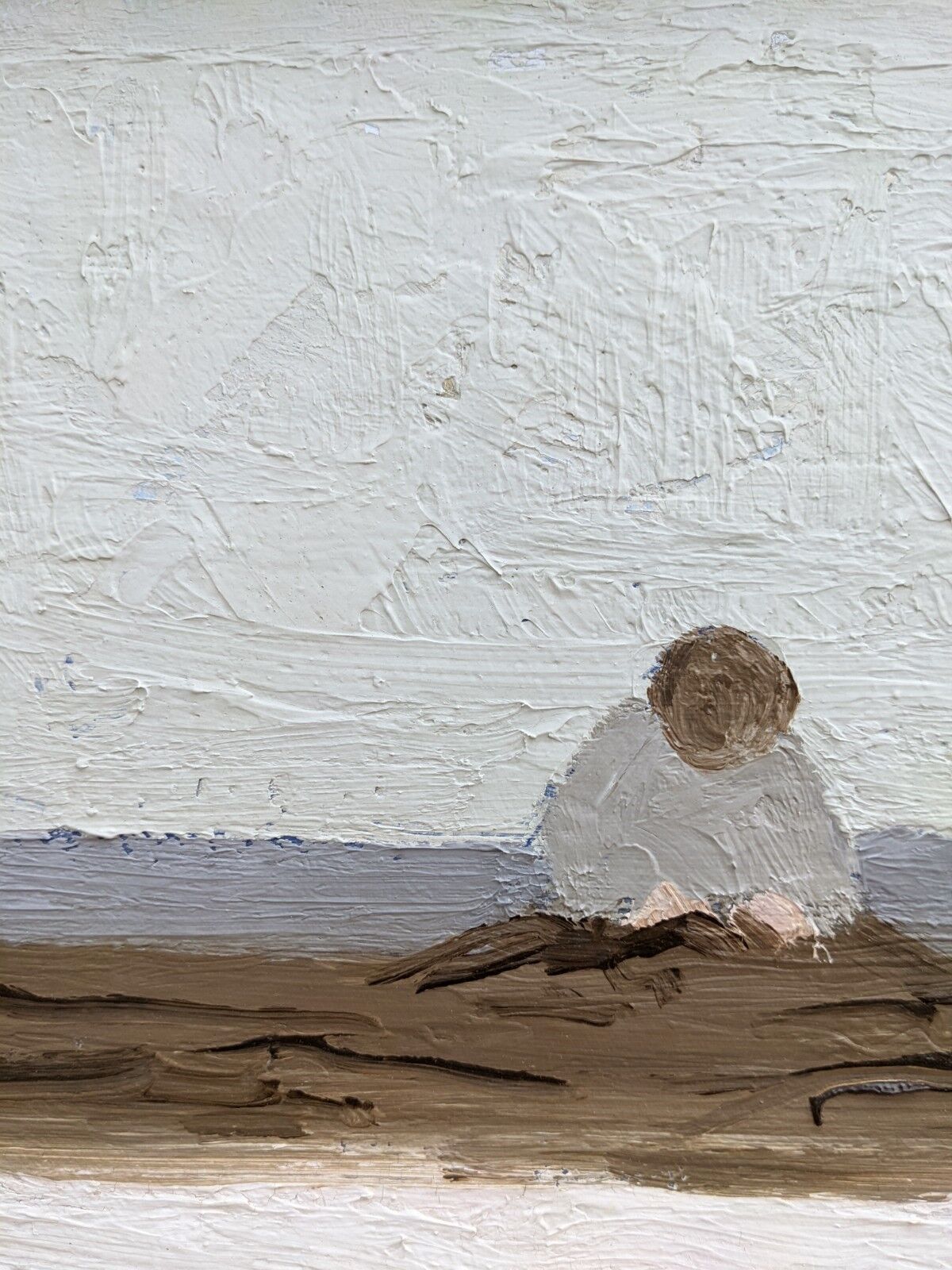 Mid-Century Modern "By the Shore" Swedish Seascape Oil Painting, Framed