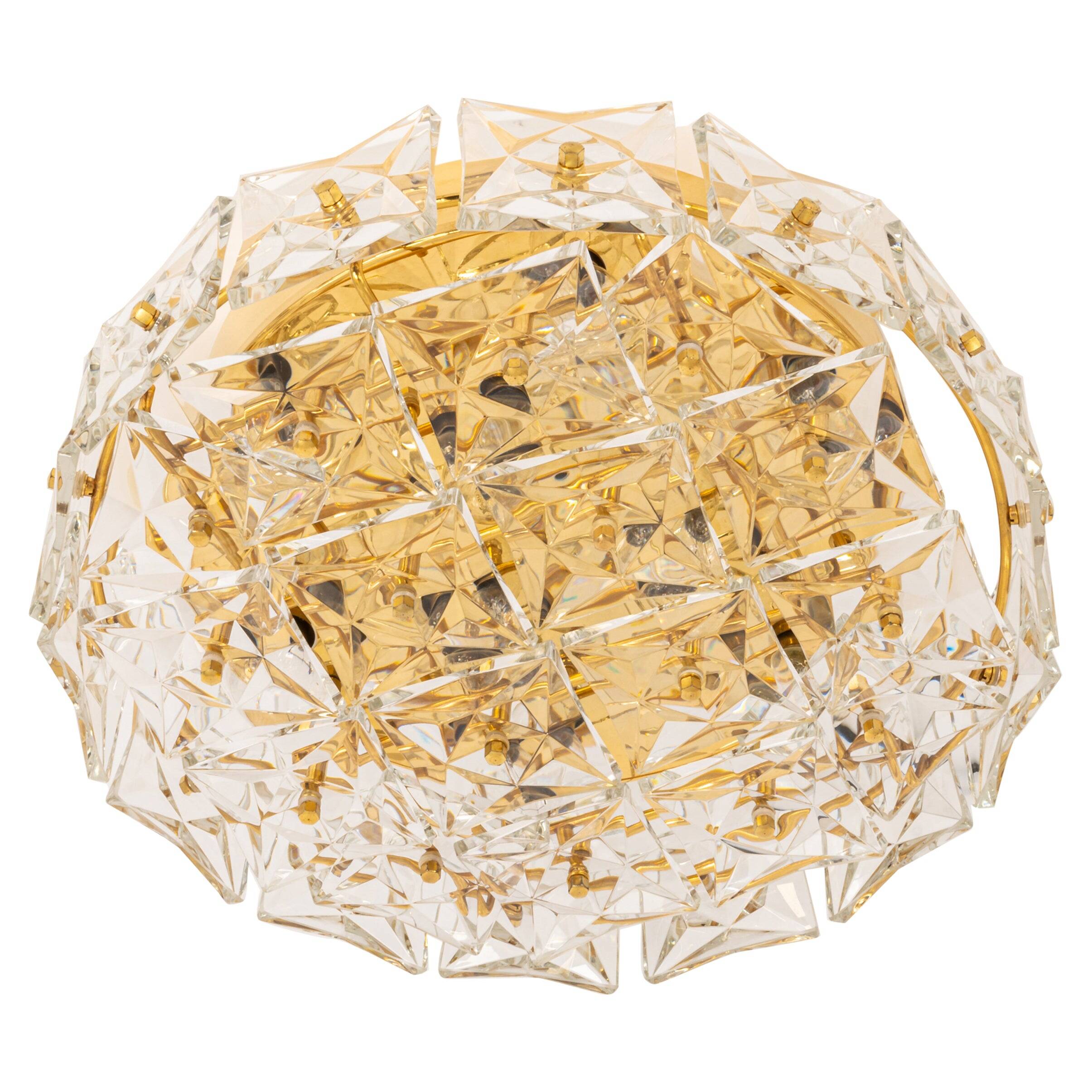Faceted Crystal Ceiling Light by Kinkeldey, Germany, 1970s