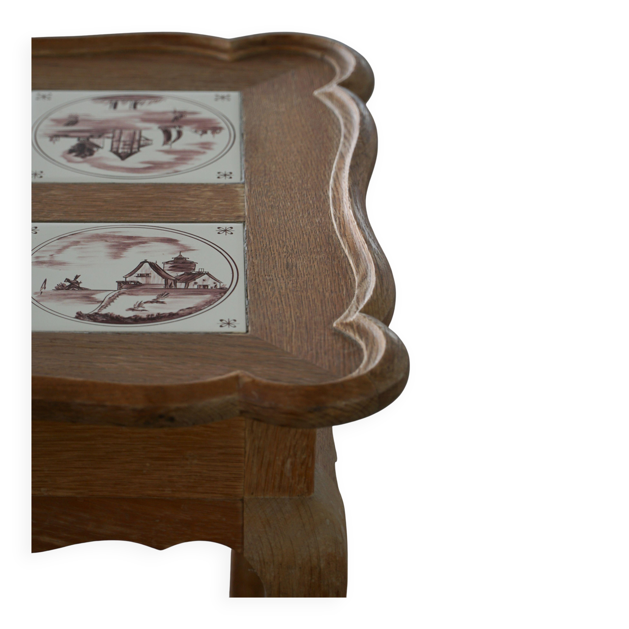 Modern Danish coffee table/console in oak with tiled top, Frits Henningsen, 1950s.