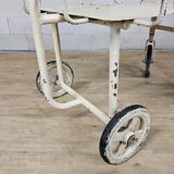 Vintage large metal hospital trolley linen nurse cart