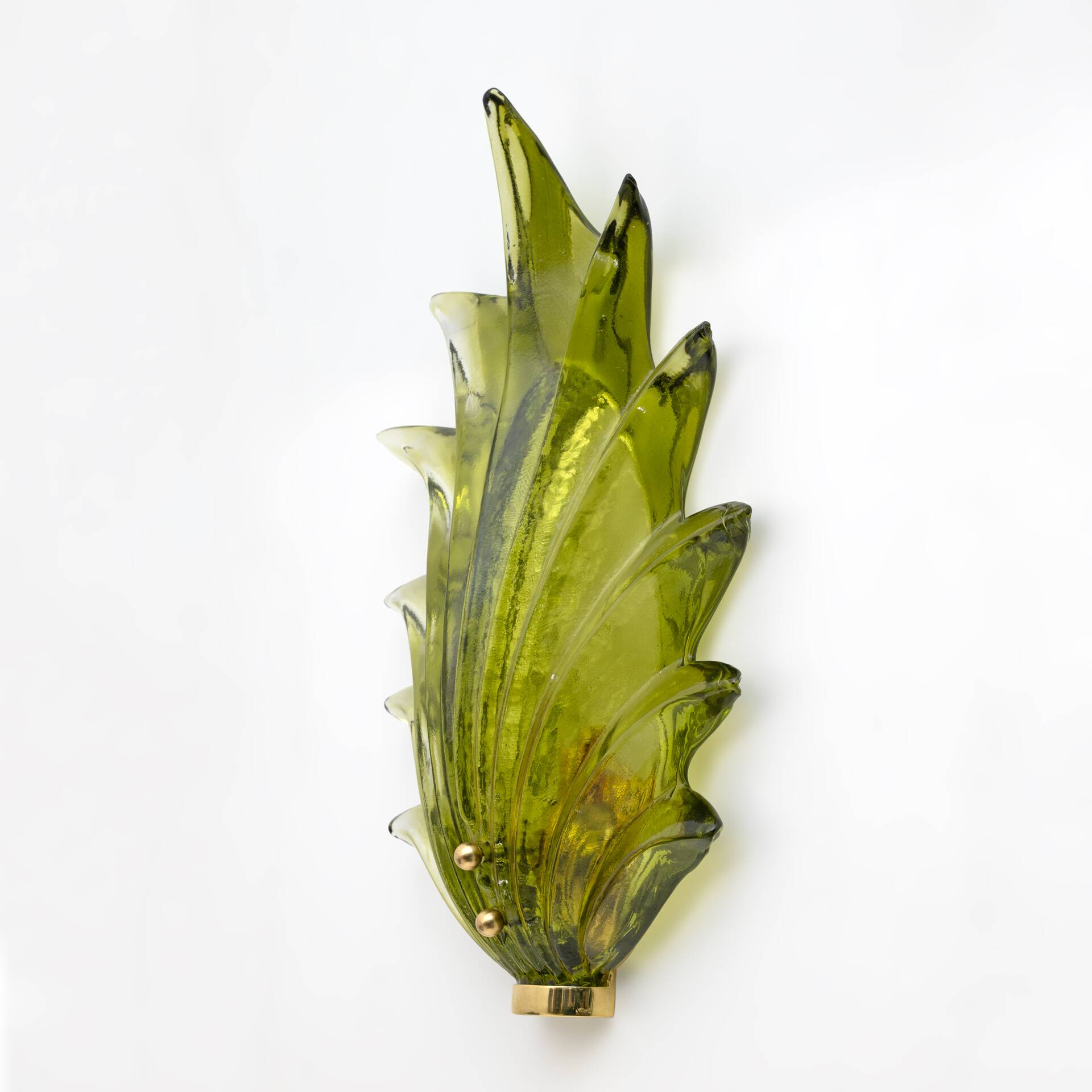 Paire d'appliques murales Barovier & Toso style moderne italien en verre de Murano à motif de feuilles