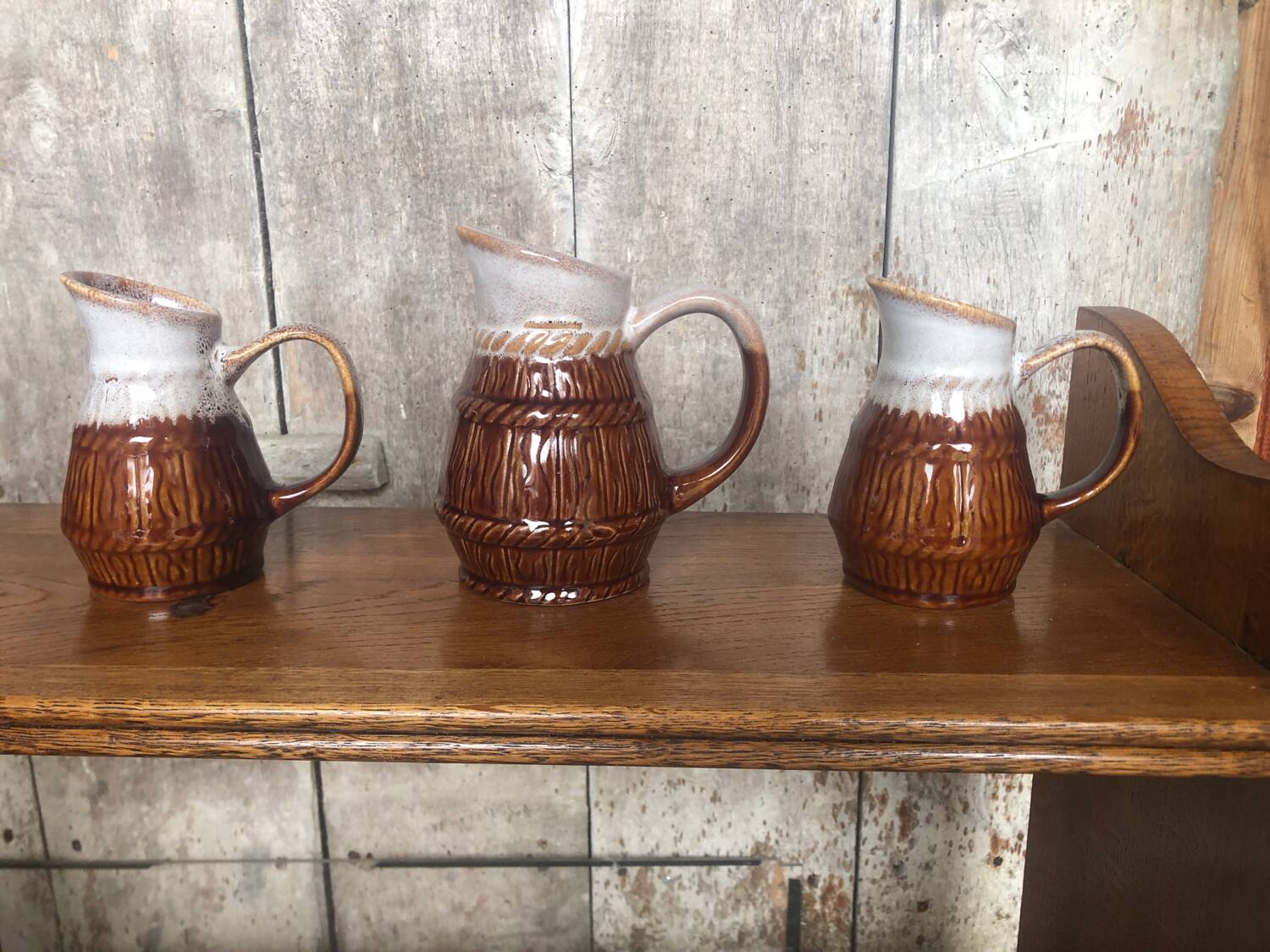 Set of 3 old revol b63 flamed ceramic pitchers 0.25l & 0.5l