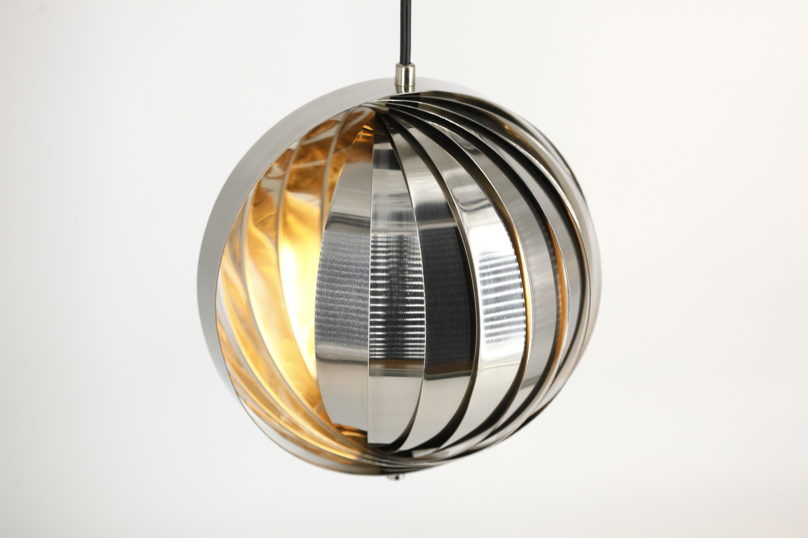 Ceiling lamp moon spiral chrome space age vintage spain 70's