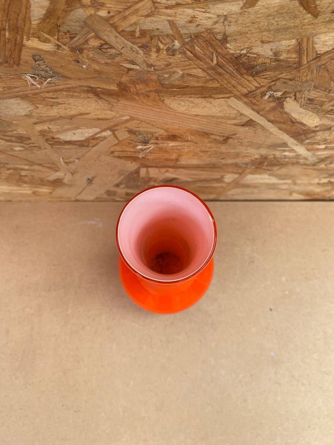 Old vase soliflore murano multilayer glass orange & white vintage