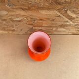 Ancien vase soliflore murano verre multicouche orange & blanc vintage