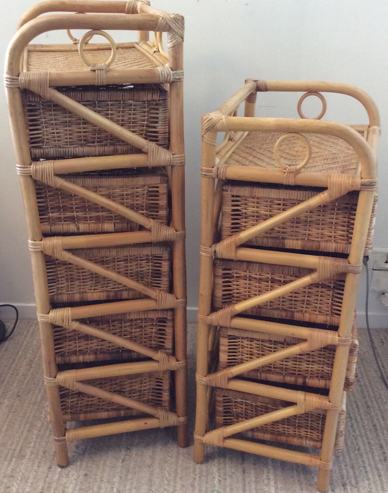 Rattan and wicker rag duo from the 70s