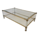 Table basse Plexi et alu doré, Pierre Vandel, 1970s