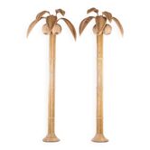 Paire de grandes appliques « palmier/cocotier » en rotin
