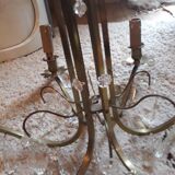 Antique brass chandelier and pampilles 6 fires