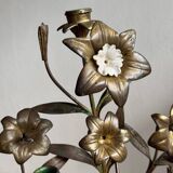 Pair of large 9-light altar candelabra, 19th century, in bronze and brass