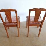 Set of 2 50s chairs in oak and pink velvet