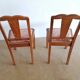 Lot de 2 chaises années 50 chêne et velours rose