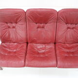 1980 Three-Seater Leather Sofa, Ton Czechoslovakia