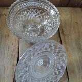 Bonbonnière sucrier en verre moulé pointes diamant