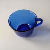 Set of 6 vintage arcoroc transparent Indigo blue glass cups
