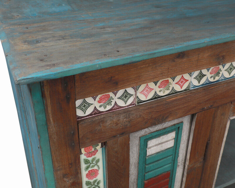 Sideboard cupboard patina old teak india 187x54x153cm