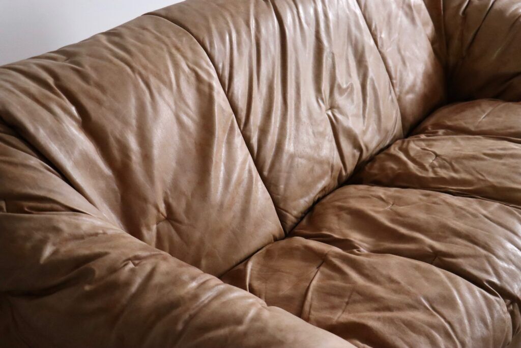 Canapé Sloop Ligne Roset par Michel Ducaroy en cuir cognac, années 1970