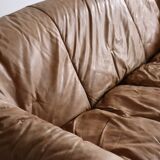 Canapé Sloop Ligne Roset par Michel Ducaroy en cuir cognac, années 1970