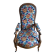 Voltaire armchair with a rack, wheels, and a toad chair in matching fabric.