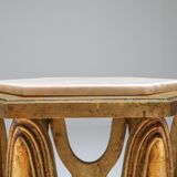 Carved gilded wooden side tables with marble tray - 1970