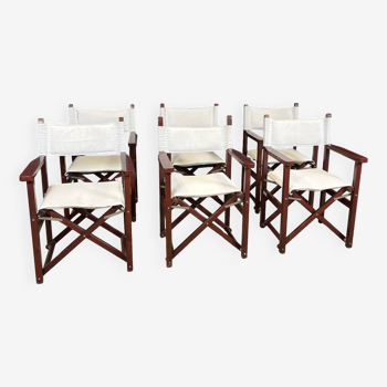 Lot de 6 fauteuils terrasse de réalisateur Deauville pliants Vlaemynck France