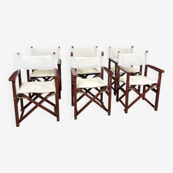 Set of 6 folding Deauville director terrace armchairs Vlaemynck France
