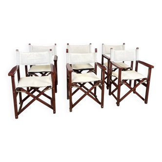 Set of 6 folding Deauville director terrace armchairs Vlaemynck France