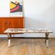 Ceramic coffee table, chrome and teak legs, Space Age, signed, 1970.